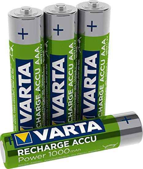 Varta High Capacity AAA Pre-Charged Rechargeable Batteries 1000 mAh ( Pack of 4)