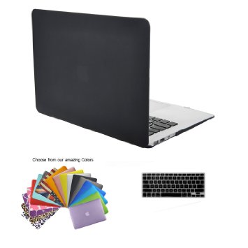 MacBook Air 11" Case Tecool(TM) 3 in 1 Ultra Slim Multi Colors Soft-Touch Plastic Hard Case Cover, Silicone Keyboard Cover and Screen Protection for MacBook Air 11" Model: A1370 and A1465(Black)