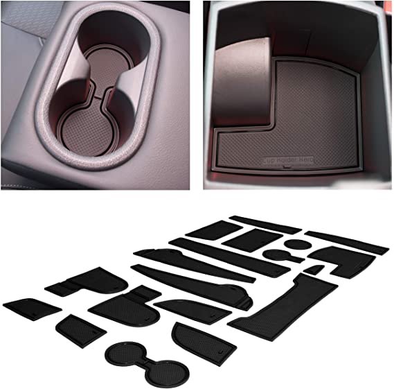 CupHolderHero for Hyundai Kona Accessories 2018-2021 Premium Custom Interior Non-Slip Anti Dust Cup Holder Inserts, Center Console Liner Mats, Door Pocket Liners 19-pc Set (Solid Black)