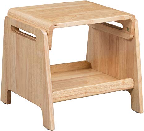 ECR4Kids Wooden Sit or Step Children's Stool with Handles, Natural