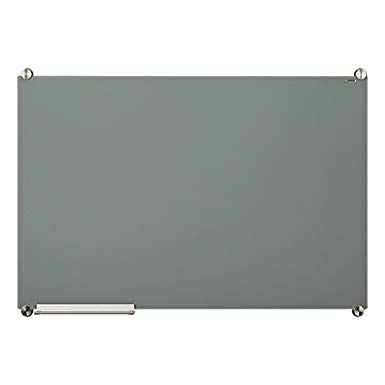 Learniture 2'x3' Glass Dry Erase Board w/ Marker Tray, Magnetic Grey LNT-MGB-2436-GR-SO