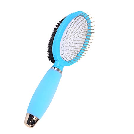Pin and Bristle Silicone handle Combo Brush Professional Double Sided Grooming for Dog Cat Guinea Pig RabbitDouble Sided Comb Dog Brush & Cat Brush- Slicker Pet Grooming Brush- Shedding Grooming Tools