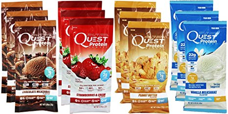 Quest Nutrition Quest Protein Powder Milkshake Single Serve Pouches, Variety Pack, 12 Count