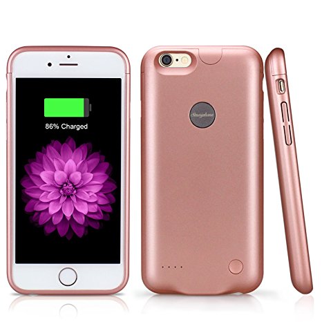 iPhone 6s Plus Battery Case,Smaiphone Ultra Slim（only add 0.14"/014 lb) External Charing Case iPhone 6s Plus Juice Pack (5.5 inch) with 3000mAh Capacity for Lightning Cable Input (Rose Gold)