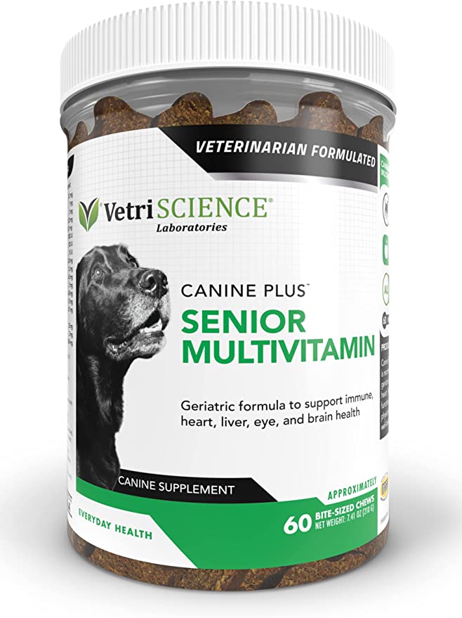 VetriScience Laboratories-Canine Plus Senior, Multivitamin for Older dogs-60 Bite Sized Soft Chews