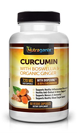 [NEW!] 500mg Curcumin Extract with Boswellia and Organic Ginger   BioPerine - Powerful Natural Anti-Inflammatory - 60 Day Supply - Gluten Free, Non GMO, Vegan Friendly