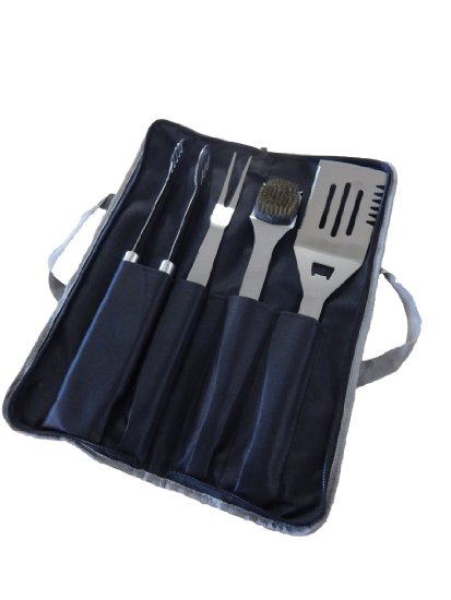 Simplistex® - Stainless Steel BBQ Grilling Tool Set - 4 Piece Starter Barbecue Kit W/ Carry Bag