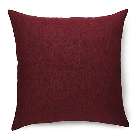 Solino Home 100% Pure Linen Pillow Cover Case Athena, Linen Decorative Square Cushion covers, Throw pillowcases, 20 x 20 Inch Garnet Cushion Cover Case