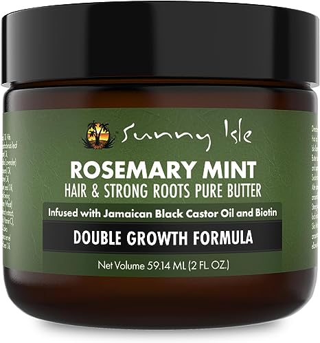 Sunny Isle Rosemary Mint Hair and Strong Roots Butter 2oz, Infused with Biotin & Jamaican Black Castor Oil
