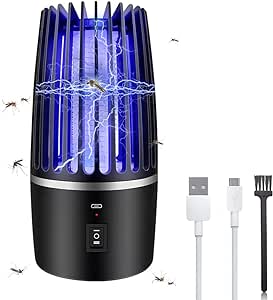 Bug Zapper, 2 in 1 Mosquito Killer Lamp, Portable Zappers with Night Light, 4000mAh USB Rechargeable Mosquito Killer Electric Lamp Insect Repellent, Indoor Outdoor Pest Control Trap Bug Zapper