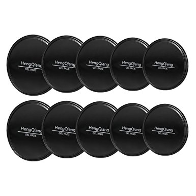 10 Pack, HengQiang Fixate Gel Pads Multifunctional Washable Sticky Round Mats for Indoor/Outdoor/In-car Using (Round Shape)