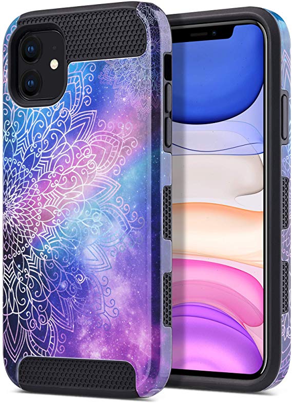 ULAK iPhone 11 Case, Slim Stylish Designed Shockproof Protective Hybrid Scratch Resistant Hard Back Cover Shock Absorbent TPU Bumper Case for Apple iPhone 11 6.1 inch (2019), Mandala Flower