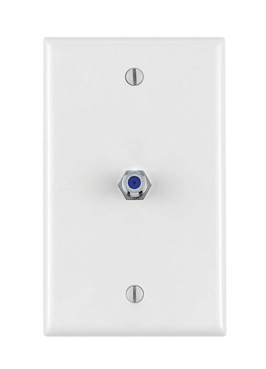 Leviton 40539-MW Midsize Video Wall Jack, F Connector, White