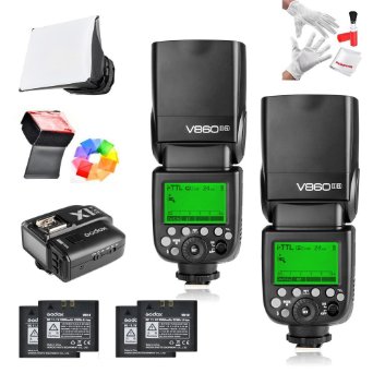 2Pcs Godox Ving V860IIN 24G GN60 I-TTL HSS 18000s Li-on Battery Camera Flash Speedlite with X1N Wireless Flash Trigger Features 15S Recycle Time 650 Ful Power Pops for Nikon DSLR Cameras