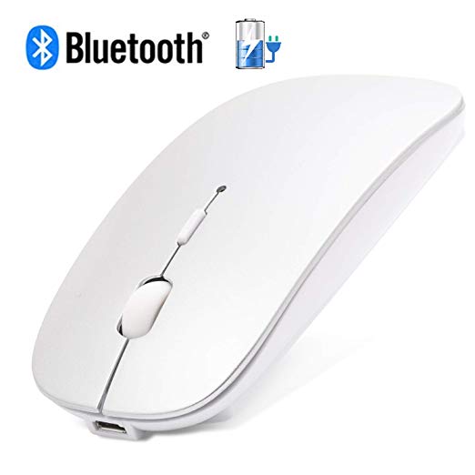 ANEWKODI Bluetooth Wireless Mouse,Rechargeable Mouse,Ultra-Thin Noiseless Click,3 Adjustable DPI Level,Wireless Mouse for Laptop,Tablet,White