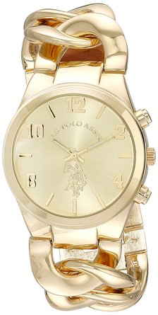 US Polo Assn Womens USC40069 Gold-Tone Link Bracelet Watch