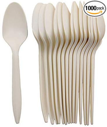 GreenWorks Eco-Friendly 5.8" Plant Starch Disposable Cutlery Spoons,1000 Count Cornstarch Biodegradable Spoons