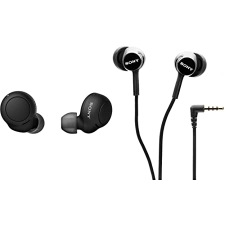 Sony WF-C500 Truly Wireless Bluetooth Earbuds with 20Hrs Battery, True Wireless Earbuds with Mic for Phone Calls & MDR-EX155AP in-Ear Wired Headphones with Mic (Black),