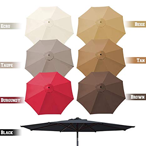 BenefitUSA 9ft Umbrella Canopy Top Cover Patio Replacement Canopy 8 Rib Outdoor (Brown)