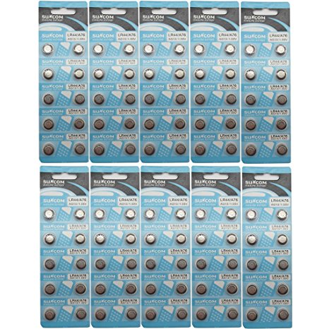 SUNCOM 10 Packs AG13 Alkaline 1.5V Button Cell Battery Single Use LR44 A76 G13R S76E MS76H MS76 Watch Toys Remotes Cameras