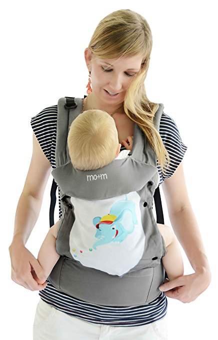 Mo m Fashion Convertible Baby Carrier w/ Interchangeable Design Panels - Sling for Infants up to Toddler Age – Head Support, Protective Hood, Storage Pockets, Bottle Pouch & Mesh Cooling Window