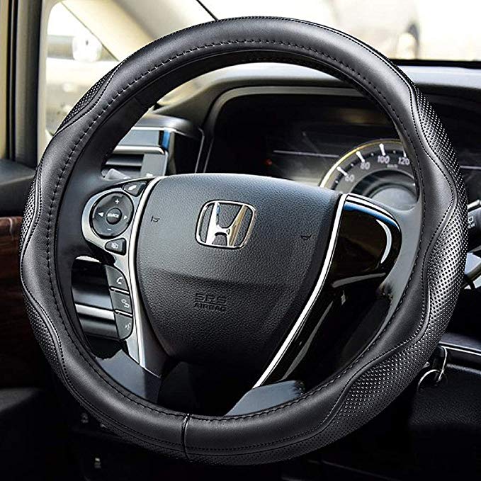 NILE Car Genuine Leather Steering Wheel Cover Universal 15 Inches for Honda