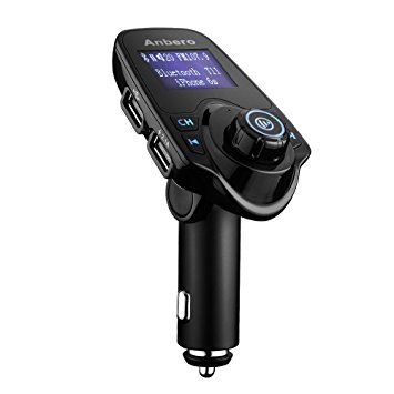 Anbero FM Transmitter Bluetooth Car Kit Radio Adapter with USB Charging Port, Read Micro SD Card and USB Flash Drive