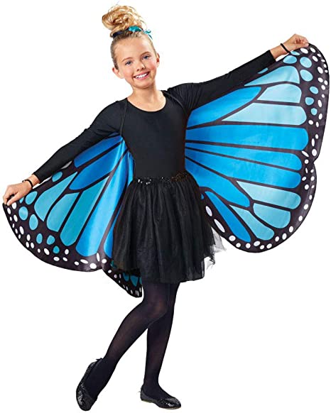 Seasons Kids Monarch Butterfly Cape Wings, Blue, One Size