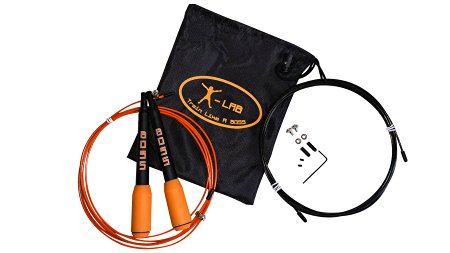 SPEED ROPES By T-LAB - Lightning Fast Speed Rope - MMA - Crossfit Certified Training Gear - Burn Fat, Get Fit - Fully Guided Ebook, Extra Rope And Fittings Included. Train Like A Boss!