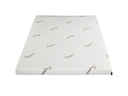 Suiforlun 2 inch Plush Latex Mattress Topper with Removable Bamboo Fabric Zippered Cover,Queen