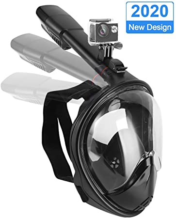 Mixi Snorkel Mask Full Face, Snorkeling Mask with Detachable Camera Mount for Adult Upgraded Anti Fog & Anti Leak Diving Mask 180 Degree Panoramic View Swimming Mask