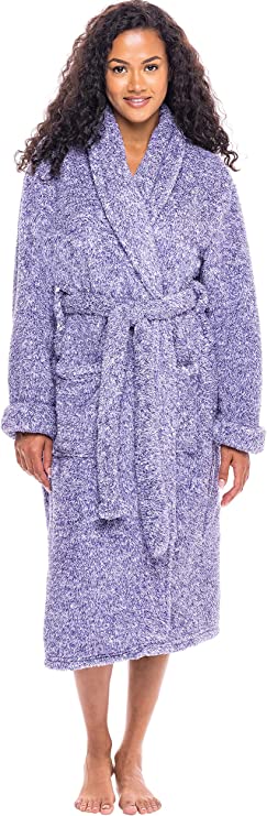 Alexander Del Rossa Women's Plush Fleece Winter Robe, Warm Long Hair Shaggy Bathrobe