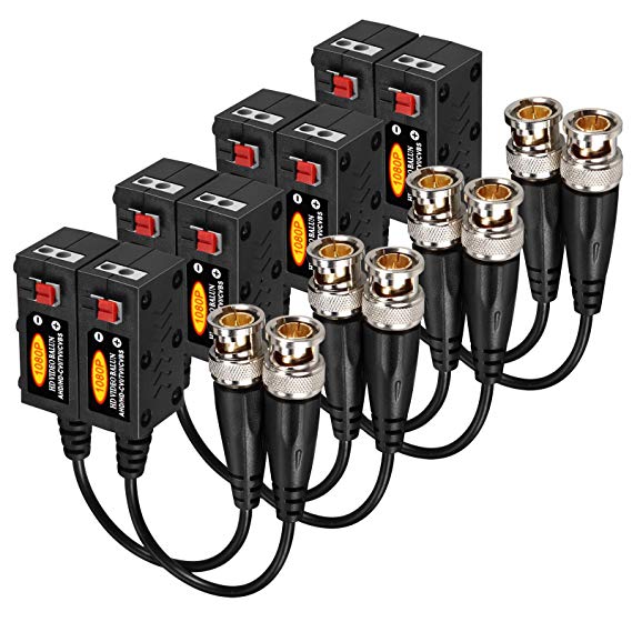 VIMVIP 1080P AHD/HD-CVI/TVI/CVBS Passive HD Video Balun Transmitter 4 Pairs (UTP Up to 350M-600M)