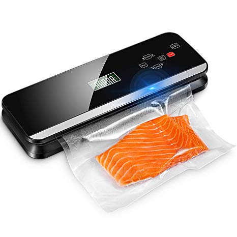 Vacuum Sealer Kealive Automatic Food Vacuum Sealer with Roll Bags Kit and Accessory Hos, Touch Screen Mode Food Sealer with Cutter for Sous Vide, LED Indicator Bar Unique for Home or Commercial Use