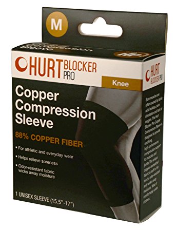 Hurt Blocker Pro Copper Compression Sleeve for Knee- 88% Copper Fiber.