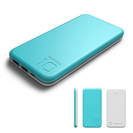 Puridea S2 Bule Dual USB 10000 mAh power bank,mobile cell phone external battery charger for iphone Samsung and more