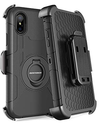 iPhone XS Max Case,BENTOBEN Shockproof Heavy Duty Rugged Hybrid Hard PC Cover Soft Silicone Full Body Protective Phone Case with Kickstand Belt Clip Holster for Apple iPhone XS Max 2018 6.5 Inch,Black