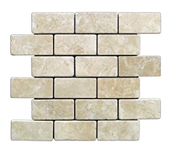 Durango Cream 2 X 4 Tumbled Travertine Brick Mosaic Tile - Box of 5 sq. ft.