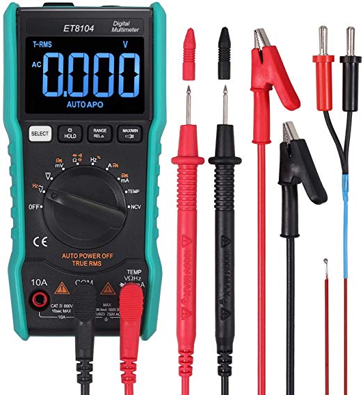 Neoteck 9999 Counts TRMS Auto Range Digital Multimeter, Amp Volt Ohm Tester Meter with Temperature Capacitance Frequency Continuity Test