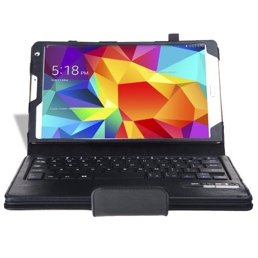 Sinvitron Ultra-Thin Bluetooth Keyboard Portfolio Case Cover for Samsung Galaxy Tab S 84-Inch Tablet-Black