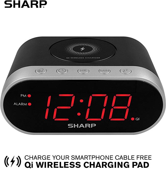 Sharp SPC679A - Alarm with Wireless Charging - Qi Certified - USB Charging for 2nd Device!