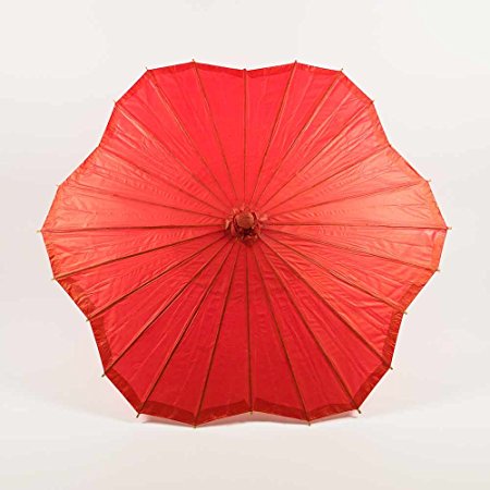 Quasimoon PaperLanternStore.com 32" Red Paper Parasol Umbrella, Scallop Shaped