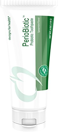 Designs for Health - PerioBiotic Toothpaste Spearmint - Probiotic Xylitol Toothpaste, Fluoride-Free, SLS-Free, 4oz