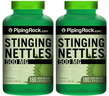 Piping Rock Stinging Nettles 500 mg 2 Bottles x 180 Quick Release Capsules Herbal Supplement