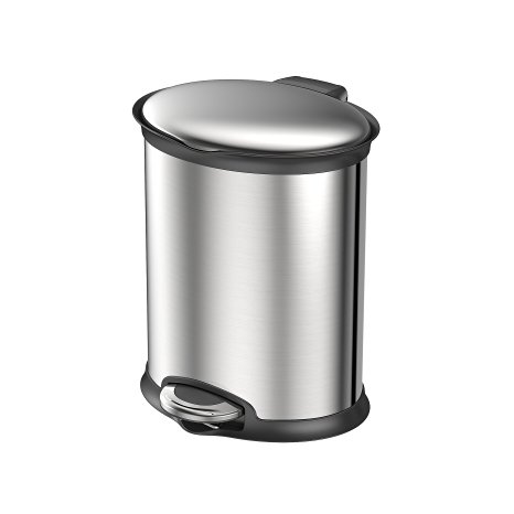 EKO Oval Metal Trash Can, 5 L, Stainless Steel
