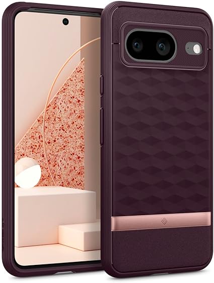 Caseology Parallax 3D Ergonomic Design Case Compatible with Google Pixel 8 case 5G [Military Grade Drop Tested](2023) - Burgundy