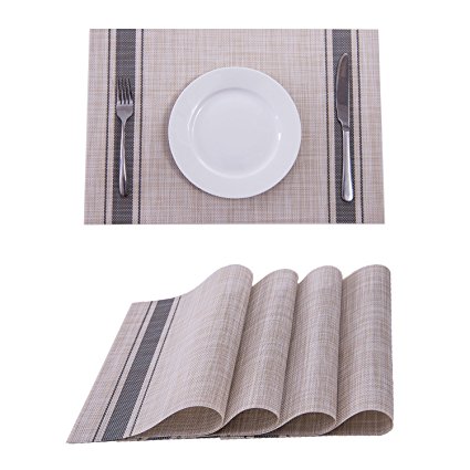 Set of 4 Placemats,Placemats for Dining Table,Heat-resistant Placemats, Stain Resistant Washable PVC Table Mats,Kitchen Table mats(Dark Gray)