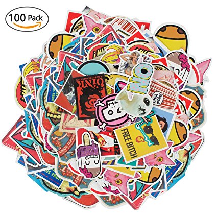 Sticker Pack 100-Pcs Sticker Decals Vinyls Graffiti Patches for Laptop,Kids,Cars,Motorcycle,Bicycle,Skateboard Luggage,Bumper Stickers Decals Bomb Waterproof, by E-Starlet