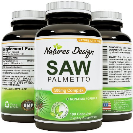 Saw Palmetto Extract Berry Capsules- Hair Loss Treatment For Hair Growth For Women And Men - Prostate Supplement with Beta Sitosterol- DHT Blocker - Natural Acne Skin Care - 500 mg By Nature's Design