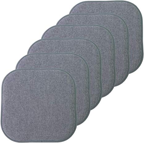 Sweet Home Collection Chair Cushion Memory Foam Pads Honeycomb Pattern Slip Non Skid Rubber Back Rounded Square 16" x 16" Seat Cover, 6 Pack, Alexis Blue/Gray